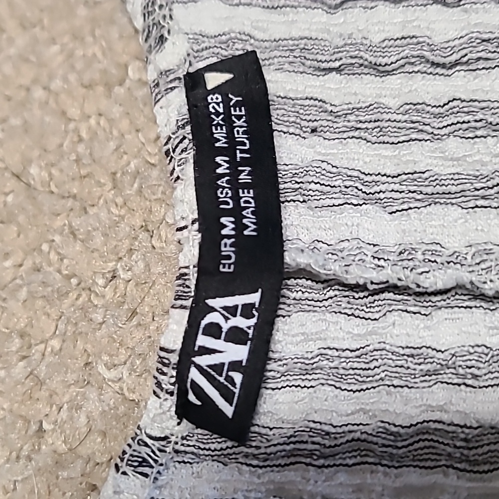 Zara Y2K Boho Cropped Jumpsuit Striped Black & White Size Medium - Picture 9 of 11